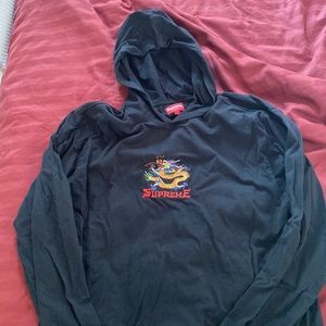 Supreme long sleeve with hood and dragon graphic